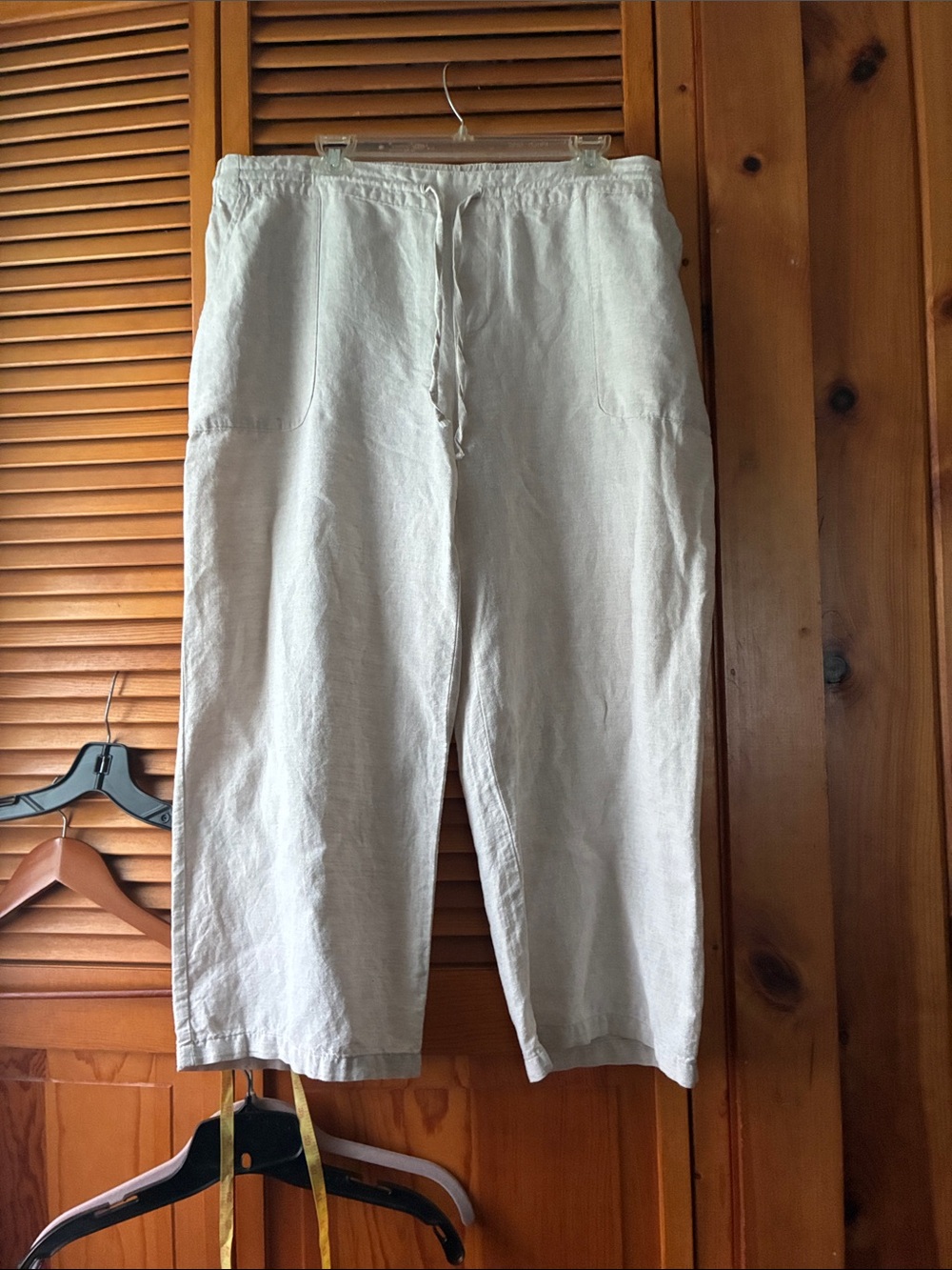 Liz Claiborne Neutral Cream Wide Leg Drawstring Pants length 34” waist 20”